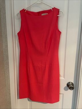 Amanda Smith Coral-Red Sleeveless Mini Sheath Dress